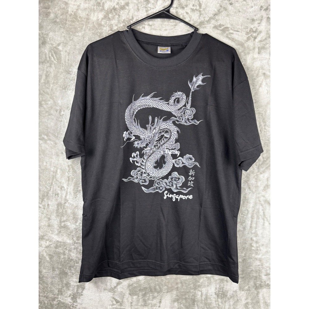 Black Dragon Graphic T Shirt‎ Singapore Travel Souvenir Cotton Size L